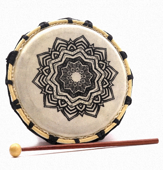 (image for) Mandala Shamanic Drum with Stick - 20cm Diameter